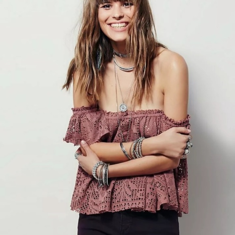 Free People Beach Free To Be eyelet crop top. Sm